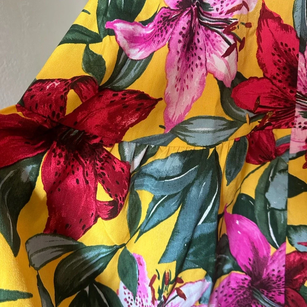 Floral Sleeveless Dress - Yellow and Pink women size 14 - Picture 7 of 11